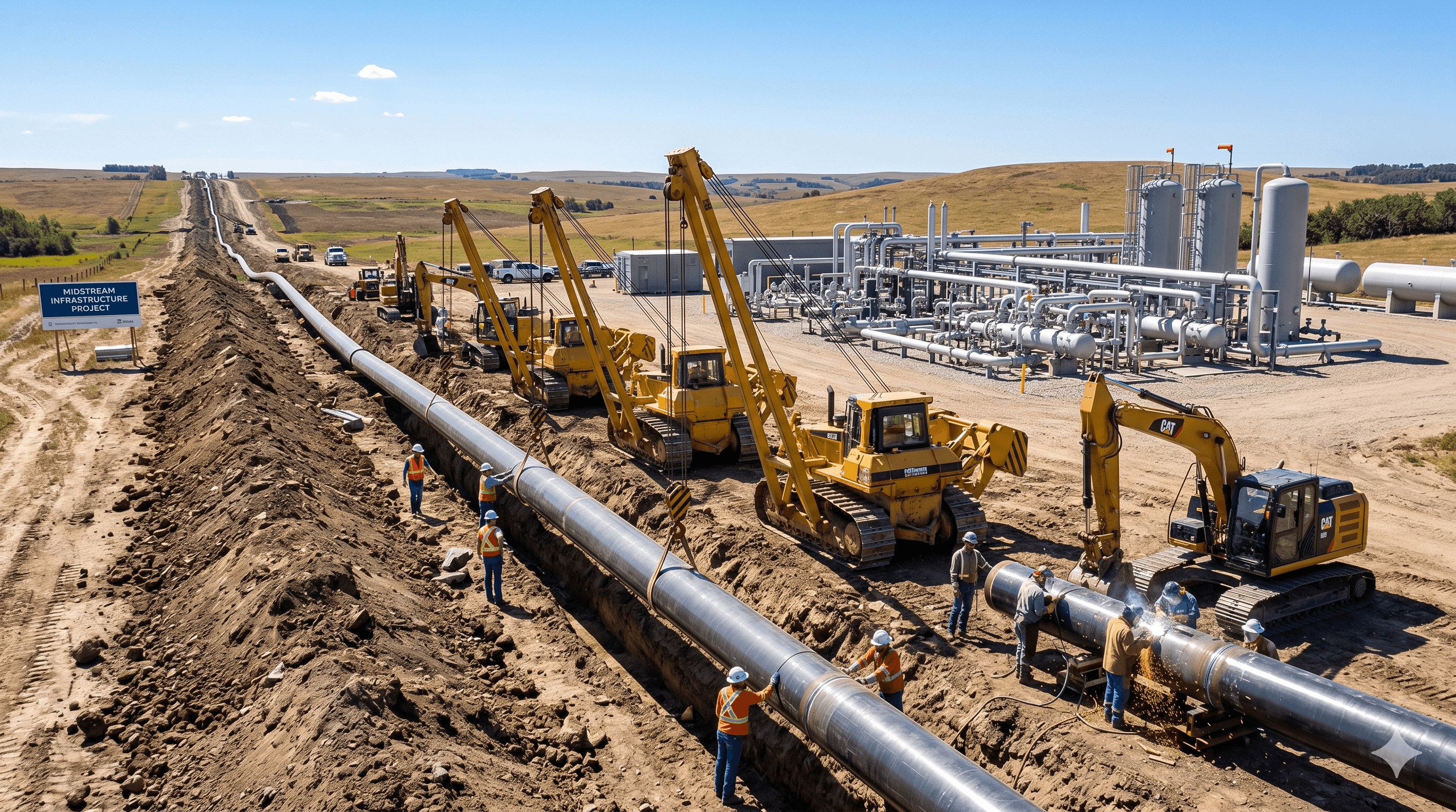 Pipeline installation and midstream infrastructure